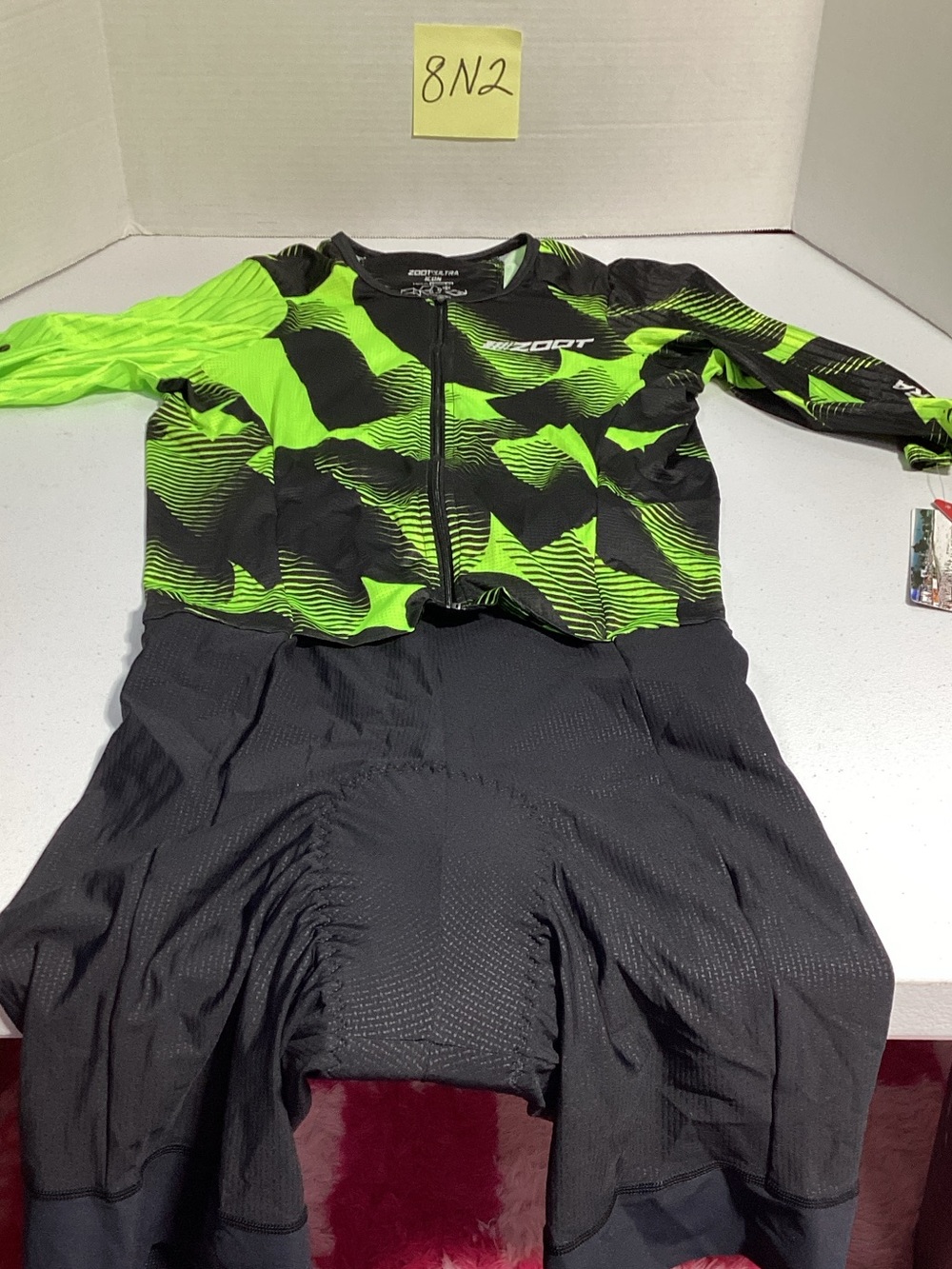 Zoot Black & Neon Green Cycling Skinsuit Top. Multra tri p 1 race suit